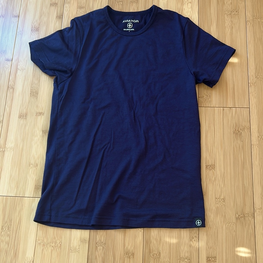 New Aviator 100% Wool Tee Short Sleeve Shirt Women’s Small Retail $80